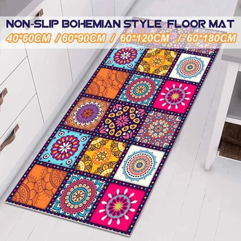 

Non-slip Bohemian Style Floral Pattern Rug Floor Mat Living Room Balcony Bathroom Kitchen Bedroom Carpet