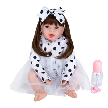 

New 60cm boneca Dolls Newborn Colored Baby Doll Toy Girl Reborn Vinyl Girls Dolls Children High Heel Suit Soft Silicone