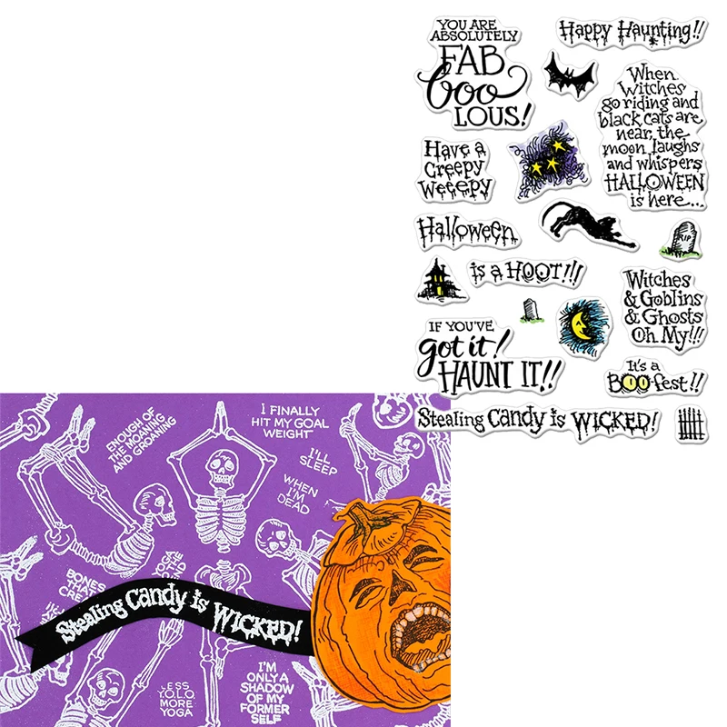 

Faboolous! Halloween Phrases Clear Stamp Phrases About Halloween Clear Transparent Silicone Stamps 2020 For DIY Card Making