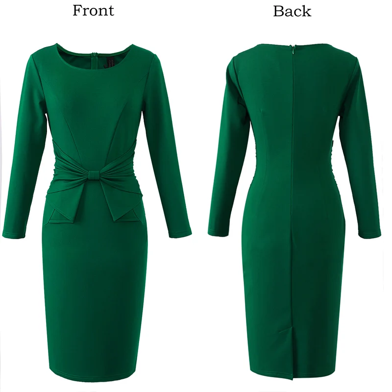 Vfemage Винтаж одноцветное цвет печати рюшами Лук носить на работу молнии vestidos Bodycon Офис Вечерние Партии Женское облегающее платье 361