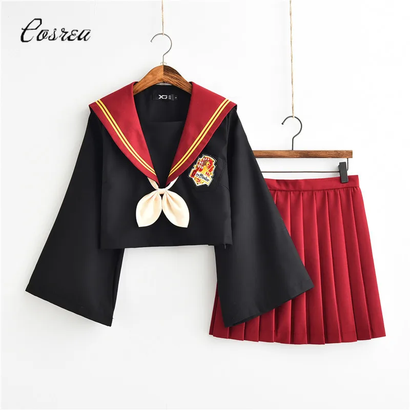 

Magical school Party Dress Girls Summer Dress Suit Top Girl Skirts Gryffindor Costumes Long Sleeve White Blouse