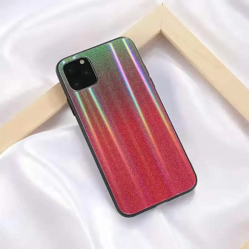 Green Red Градиентный лазерный чехол для Xiaomi 8 SE 9SE Lite CC9E Mix3 чехол красочное закаленное стекло для Xiaomi Redmi Note 7 8 Pro K20 Pro - Цвет: Green Red