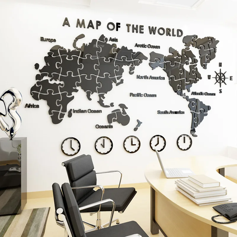 Map For Office Wall Office Background Wall Decoration Sticker Diy Puzzle World Map Mirror Gold  Sliver Wall Sticker Acrylic Self Adhesive Sticker|Wall Stickers| -  Aliexpress