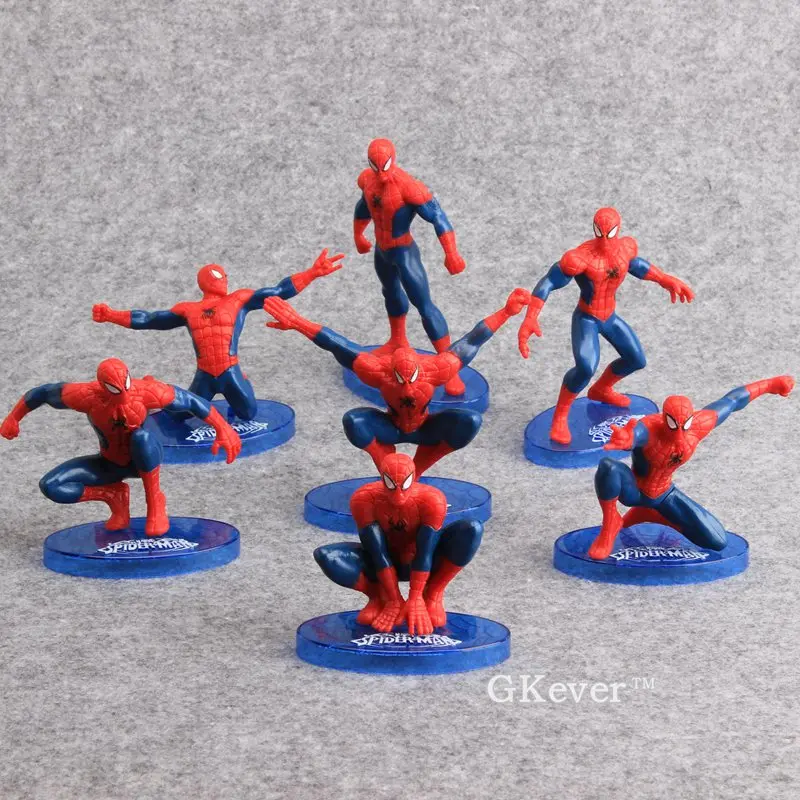 

7 pcs/set Spiderman Action Figures Toys Big size 7-11cm Collectible Model Superhero Superman Batman series figure Children Gift