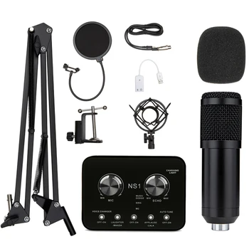 

Professional bm 800 Condenser Microphone Kit Recording Microfone Set For Computer Braodcasting Karaoke Ktv bm800+Sound Card Set