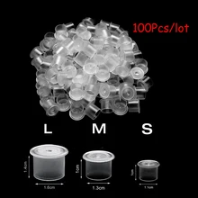 100Pcs Tattoo Ink Cups Plastic Microblading Tatuagem Acessorios Pigment Caps With Bottom S/M/L For Needle Tip Grip Power Supply