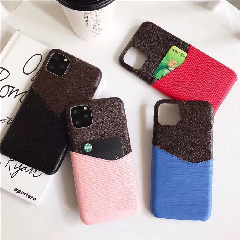 

Business card pocket leather case luxury brand phone cover for iPhone 11 promax XSMAX XR back shell for iPhone 6 s 7 8 Plus