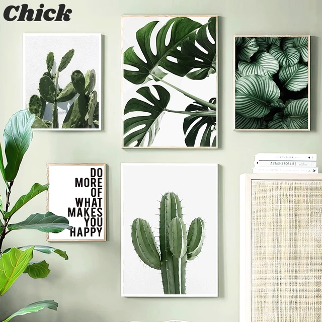 Cactus Monstera Leaf Quote Tropical Plant Wall Art Canvas Painting Nordic Posters And Prints Wall Pictures For Living Room Decor 2