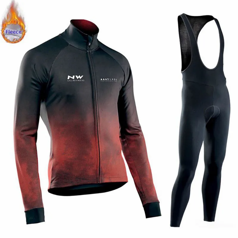 Northwave с длинным рукавом roupa de Ciclismo Invierno hombre Термальность флис велосипед велосипедной команды джерси зимний комплект MTB велосипеда Костюмы NW - Цвет: 7