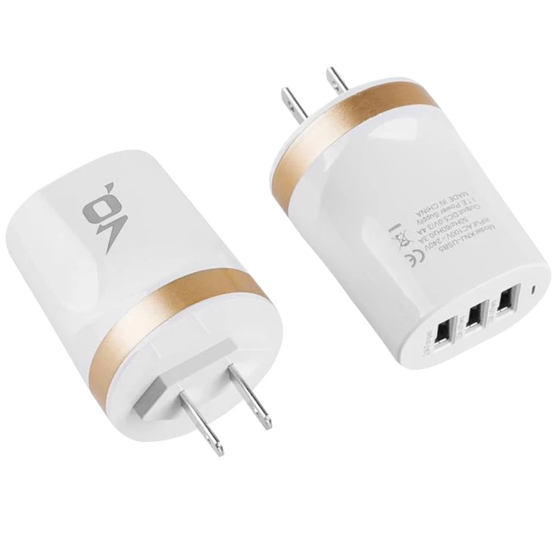 US-Yellow США Мульти USB настенное зарядное устройство портативное 3 порта зарядное устройство кирпич путешествия штекер куб телефон зарядка iPhone X/8 Plus/8 iPad samsung Galaxy - Цвет: US-Yellow
