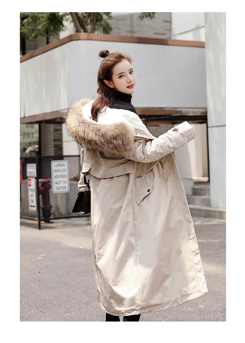 -30 Degrees Snow Wear X-Long Parkas Winter Jacket Women Fur Hooded Female Overcoat Fluff Lining Thick Winter Coat Women Clothess