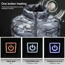 Интеллектуальный нагревательный жилет для зимних видов спорта на открытом воздухе для мужчин и женщин, камуфляжный нагревательный жилет, usb-нагревательный зарядный жилет