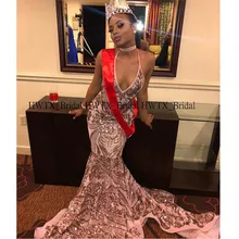 Африканские кружевные платья с блестками для выпускного вечера для девочек, сексуальное длинное вечернее платье с открытой спиной и шлейфом, Vestido de festa