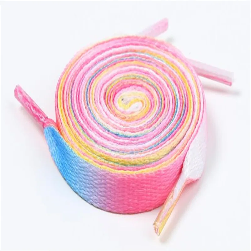 Colorful Shoelaces Rainbow Gradient Print Flat Shoe laces Chromatic Colour Sneakers 2PCS 110CM