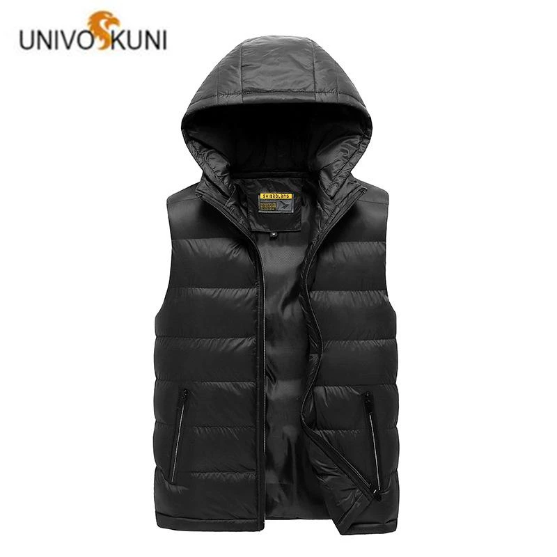 

2019 Winter Vest Men Hooded Sleeveless Jackets Warm 20D Quilted Cotton Padded Vests Waistcoat Coats Plus Size M-5XL H645