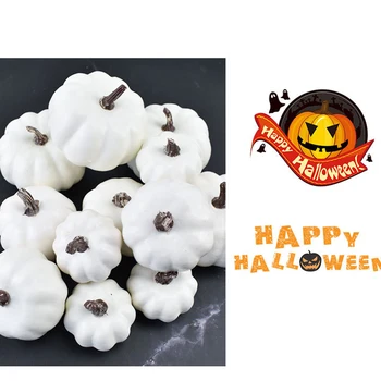 

12Pcs Halloween Artificial White Pumpkins Harvest Fall Thanksgiving Decoration DTY Foam Crafts For Office Home Photography