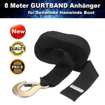 

8M 3200lbs Boat Car Van Tow Rope Heavy Duty Road Recovery Pull Towing Strap Reinforced Casting Winch with Hooks