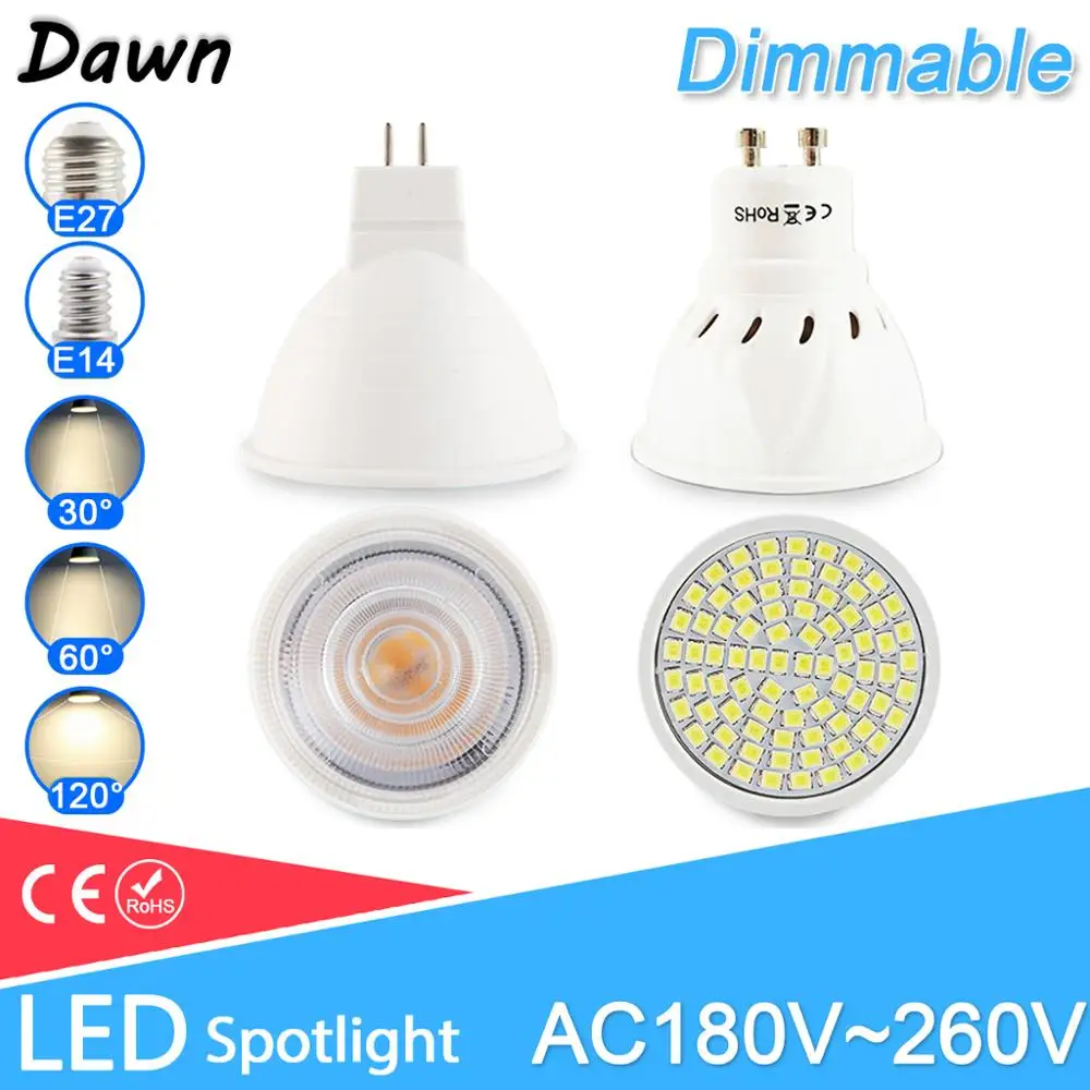 Pode ser escurecido lâmpada led mr16 e27 gu10 e14 mr11 led spotlight 6w 7 8 220v ac12v ponto conduziu a lâmpada lampada bombillas branco quente frio