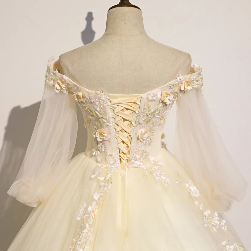 Quinceanera Dress New Gryffon Party Dress Half Sleeve Off The Shoulder Ball Gown Elegant Floral Print Vestidos Gown