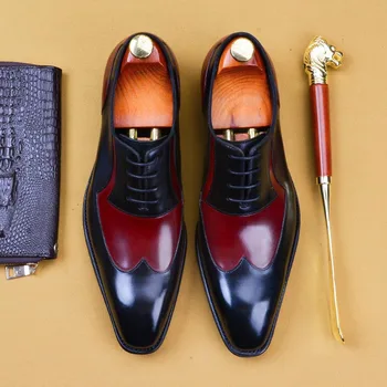 

Men Shoes New Spring Dress Shoes High Quality Business Genuine Leather Lace-up Footwear Formal Shoes for Wedding Party A95