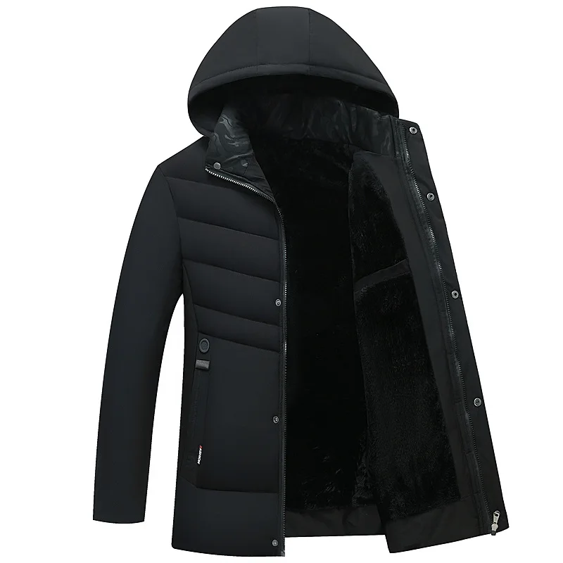 Дропшиппинг мужские зимние куртки однотонные толстые шерстяные длинные уличные пальто мужские модные куртки с капюшоном на молнии со стоячим воротником для мужчин