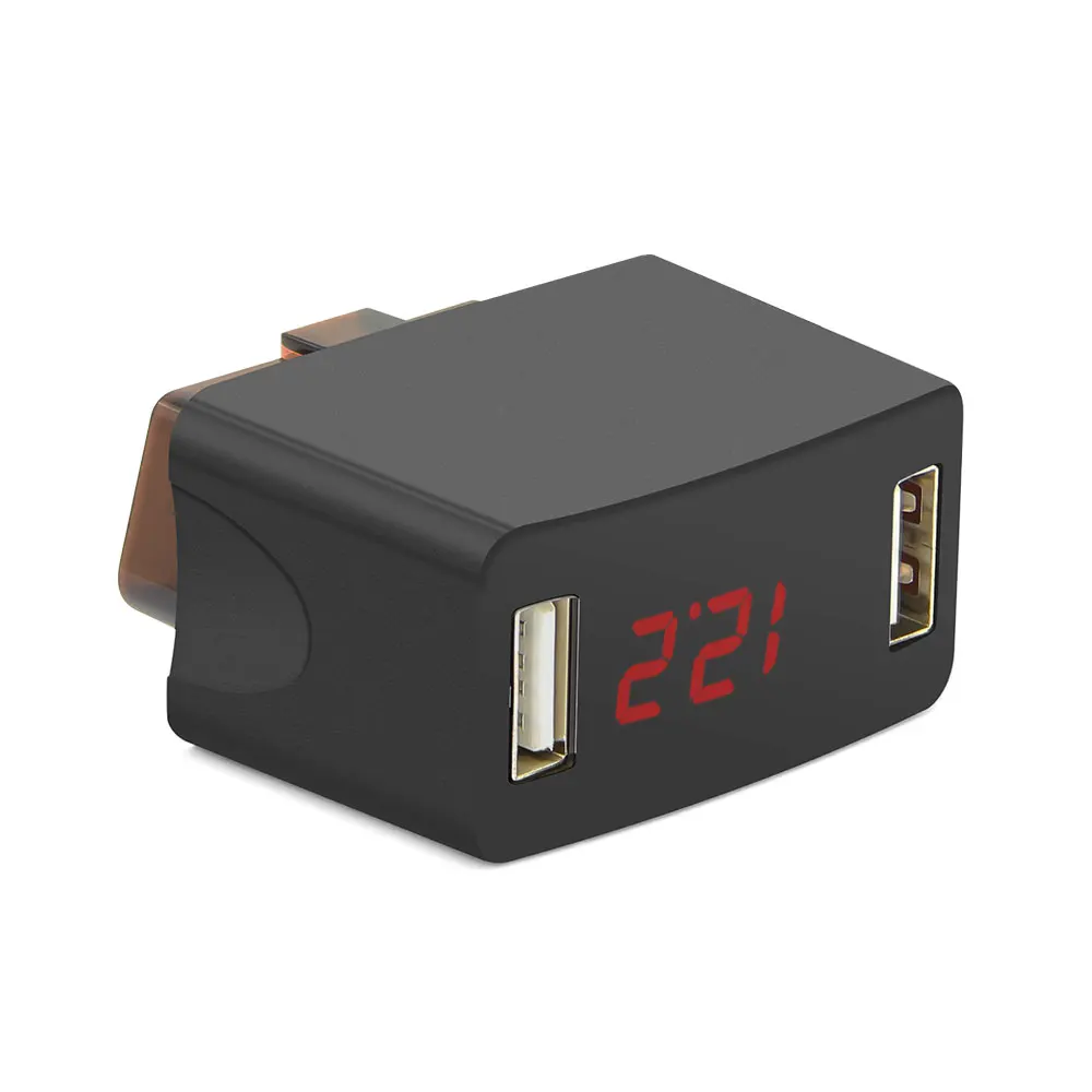 OBD OBD2 мини USB Мощность адаптер 16-контактный диагностический разъем OBD бортовой Зарядное устройство светодиодный Напряжение Дисплей автомобиля Зарядное устройство Разъем быстрой зарядки Мощность