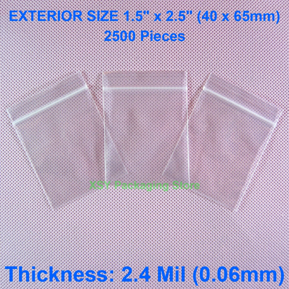 

2500 штук 2,4 мил мешки на молнии наружный размер 1,5 "x 2,5" (40x65 мм) прозрачные пластиковые пакеты для упаковки