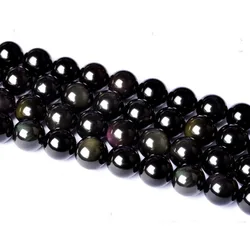 Natural Black Rainbow Obsidian Ice Beads for DIY Jewelry Making - Multiple Sizes Available (Rainbow Obsidian)