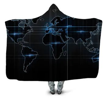 

New Casual 3D World Maps Throw Blanket Maps Printed Hooded Blanket For Kids Office Picnic Travel Wearable Cloat Drop Ship