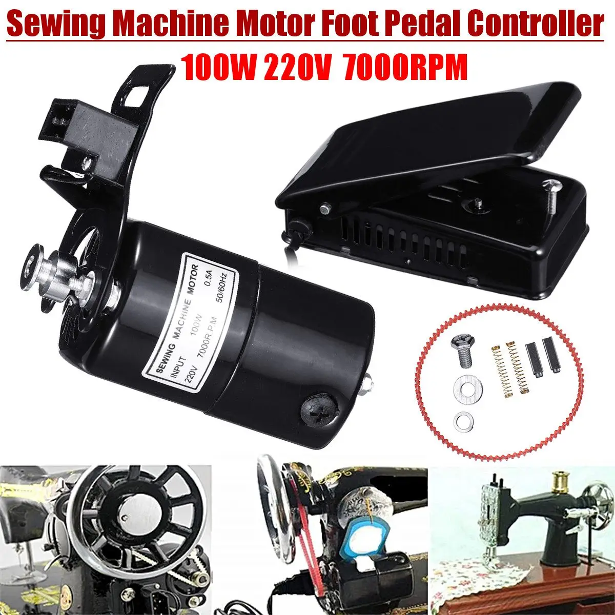 Wal Front 1Pcs 220V 100W Home Sewing Machine Motor 7000 RPM K-Bracket 0.5 Amp for Brother