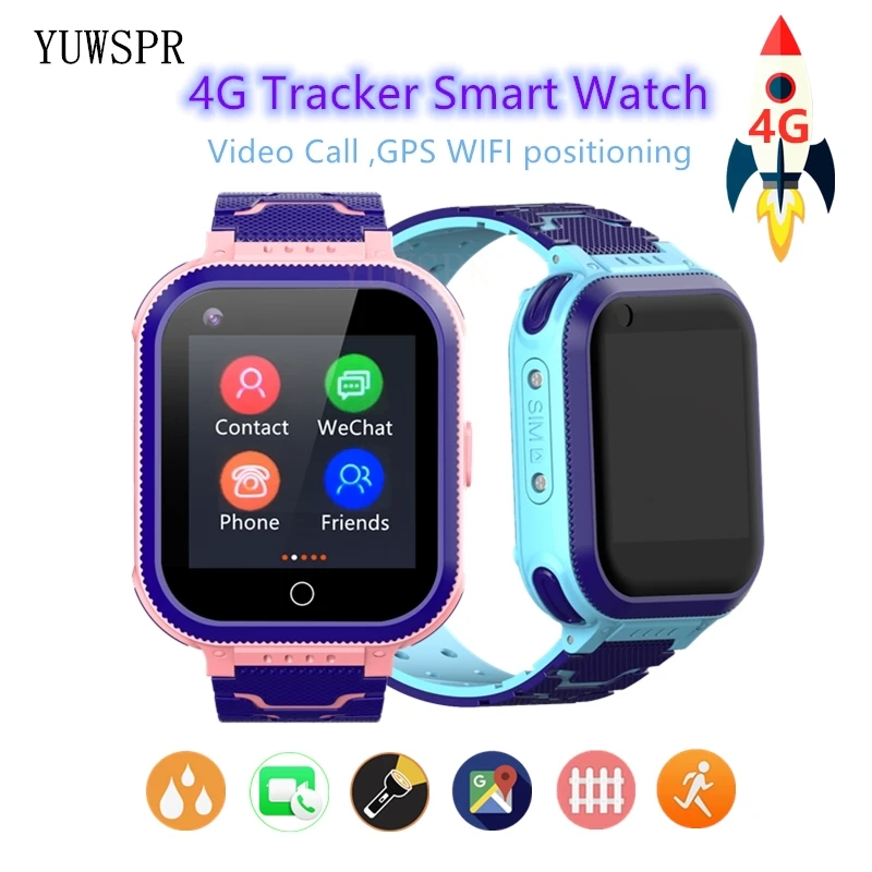 Tracker Kids 4G smart watch waterproof remote monitoring WIFI GPS LBS Positioning WCDMA GSM SIM Phone Video chat Child clock T3
