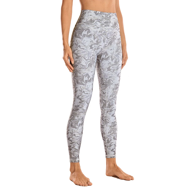 Ice Flower Multi26 CRZ Йога женские Леггинсы для йоги Naked Feeling I с высокой талией облегающие для тренировок брюки-25 дюймов - Цвет: Ice Flower Multi26