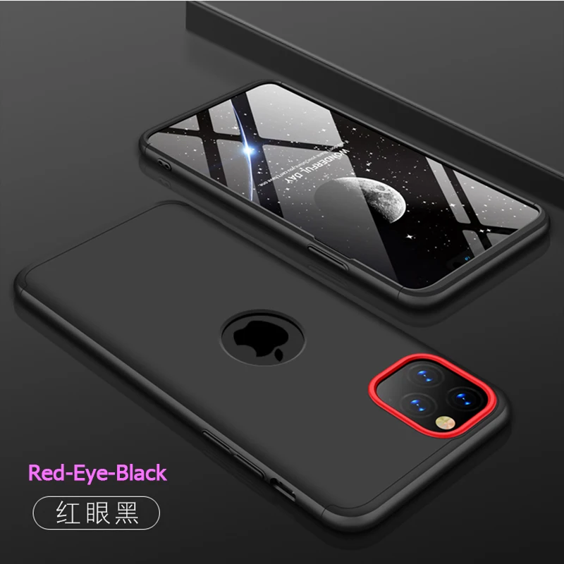 Для Apple iPhone 11 Pro Max чехол для телефона Роскошный 360 градусов, ПК матовый защитный противоударный для iPhone 5 6 7 8 Plus X XS XR Max - Цвет: Red-Eye-Black