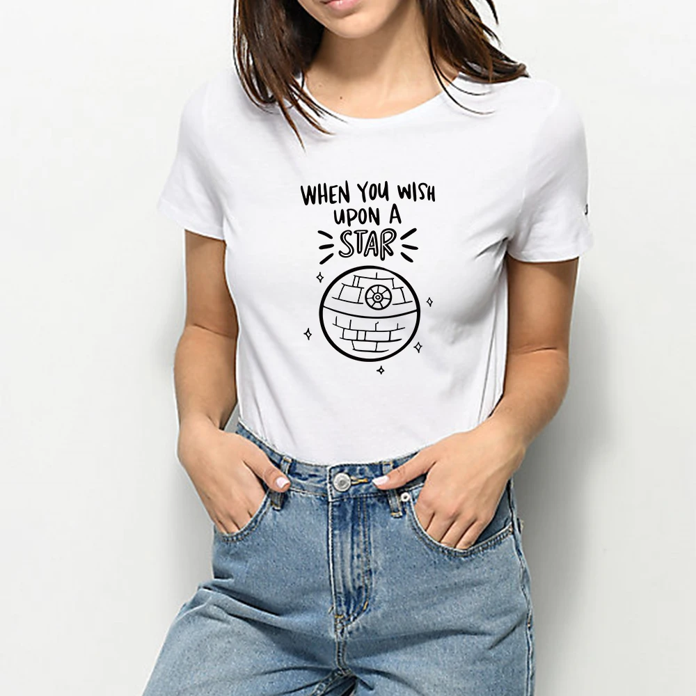

When You Wish Open A Star Streetwear Harajuku T-shirt Mandalorian Spring Summer Graphic Casual Round Collar Tshirt T shirt