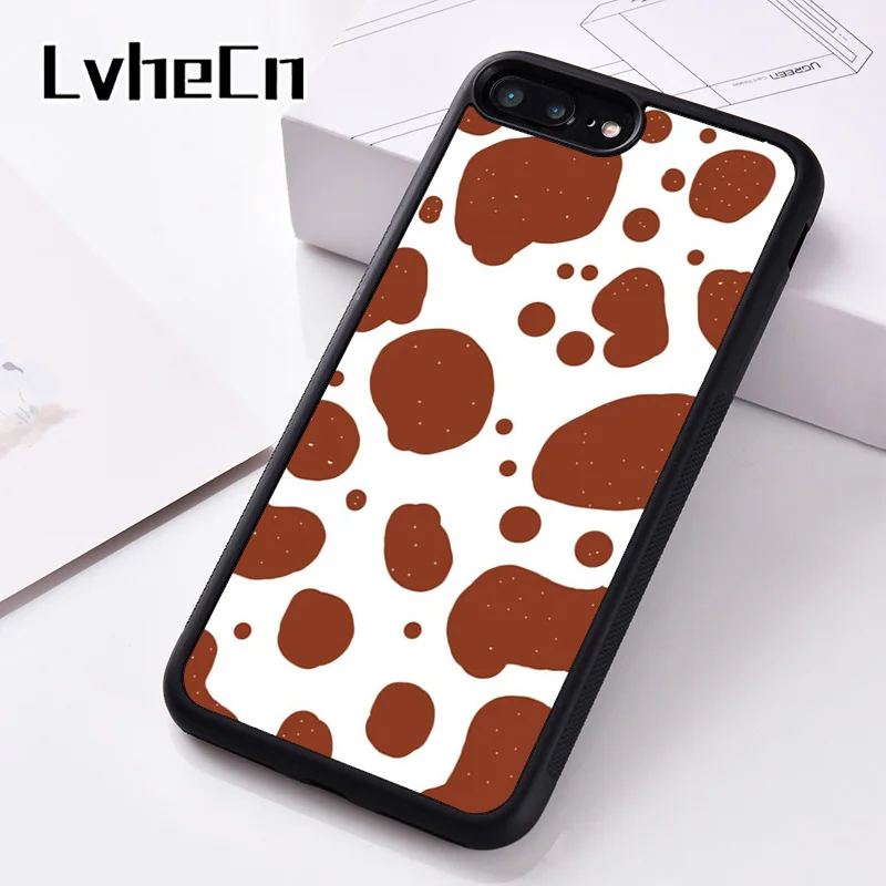 Чехол для телефона LvheCn iPhone 6 6S 7 8 Plus 5 5S SE X XS XR 11 PRO MAX коричневый с принтом коровы в