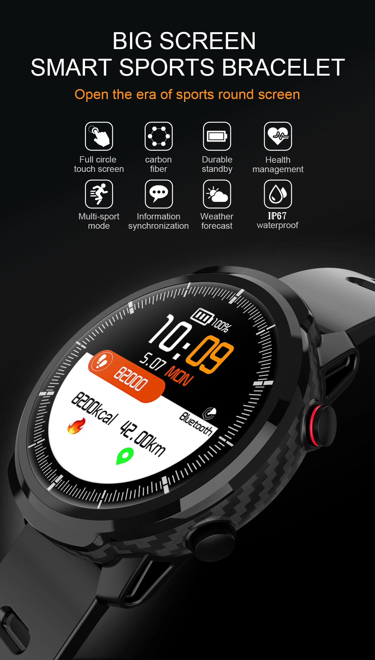 Умные часы, водонепроницаемые, круглый экран, пульсометр, кровяное давление, трекер, умные часы для IOS Android S10, спортивные часы