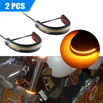

2pcs Universal Super Bright Amber LED Fork Turn Signal Lights Strip For Motorcycle