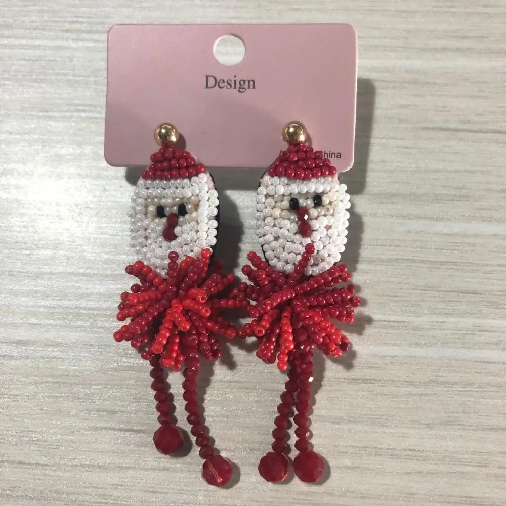 Miwens Bauble Bar, уникальные висячие серьги с бусинами, рудолф, женские серьги ручной работы, украшенные бисером, снеговик, массивные серьги, ювелирные изделия - Окраска металла: 4