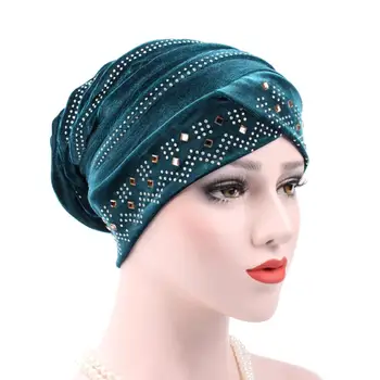

Women Velvet Stretch Turban Hat Hijab Cap Hair Loss Head Scarf Cover Headwear