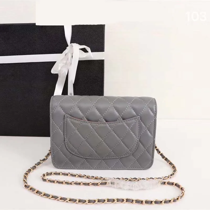 Luxury Brand Le Boy Bag Women Real Leather Lambskin Handbags Top Quality Designer Fashion Caviar Crossbody Messenger Chain Bags - Color: Gray gold chain