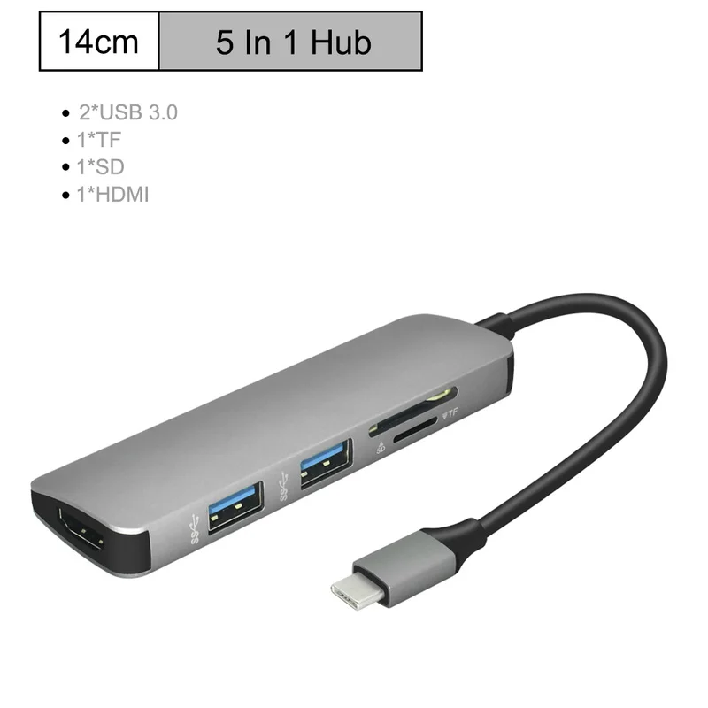 

USB C HUB USB-C HUB To HDMI Hub USB 3.0 SD/TF Card Reader Adapter PD/Micro Usb Charging Port Adapter for MacBook Pro Type C Hub
