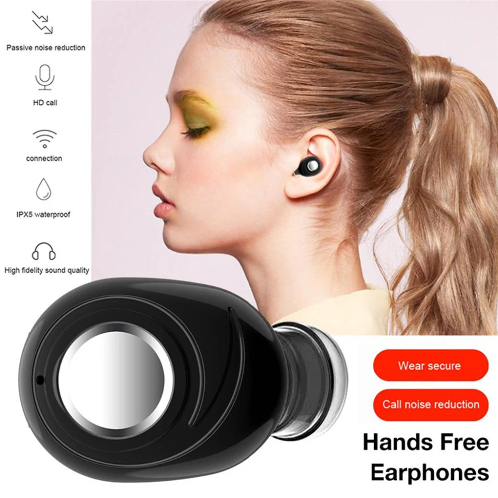 

X8 Mini Single Wireless Bluetooth Earphone V5.0 Stereo in-ear Headset with Mic Sports Waterproof Earphones for Samsung Huawei