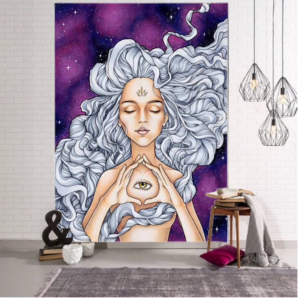 

Nordic Characters Art Illustration Decorative Tapestry Mandala Bohemian Tapestry Art Deco Blanket Curtain Hanging in the Living