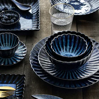 

Classical Creative Coffee Mug Cup Set Abstract Chrysanthemum Shape Tableware Bowl Plate Crescent Dish Salad Sushi Kimchi