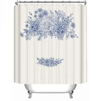 

Background with Flowers Fabric Shower Curtain,156413,71''L x 71''W