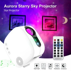 LED Laser Star Projector Galaxy Starry Projection Lamp with Remote Control Sync to Music Night Light for Home Party Xmas Decor