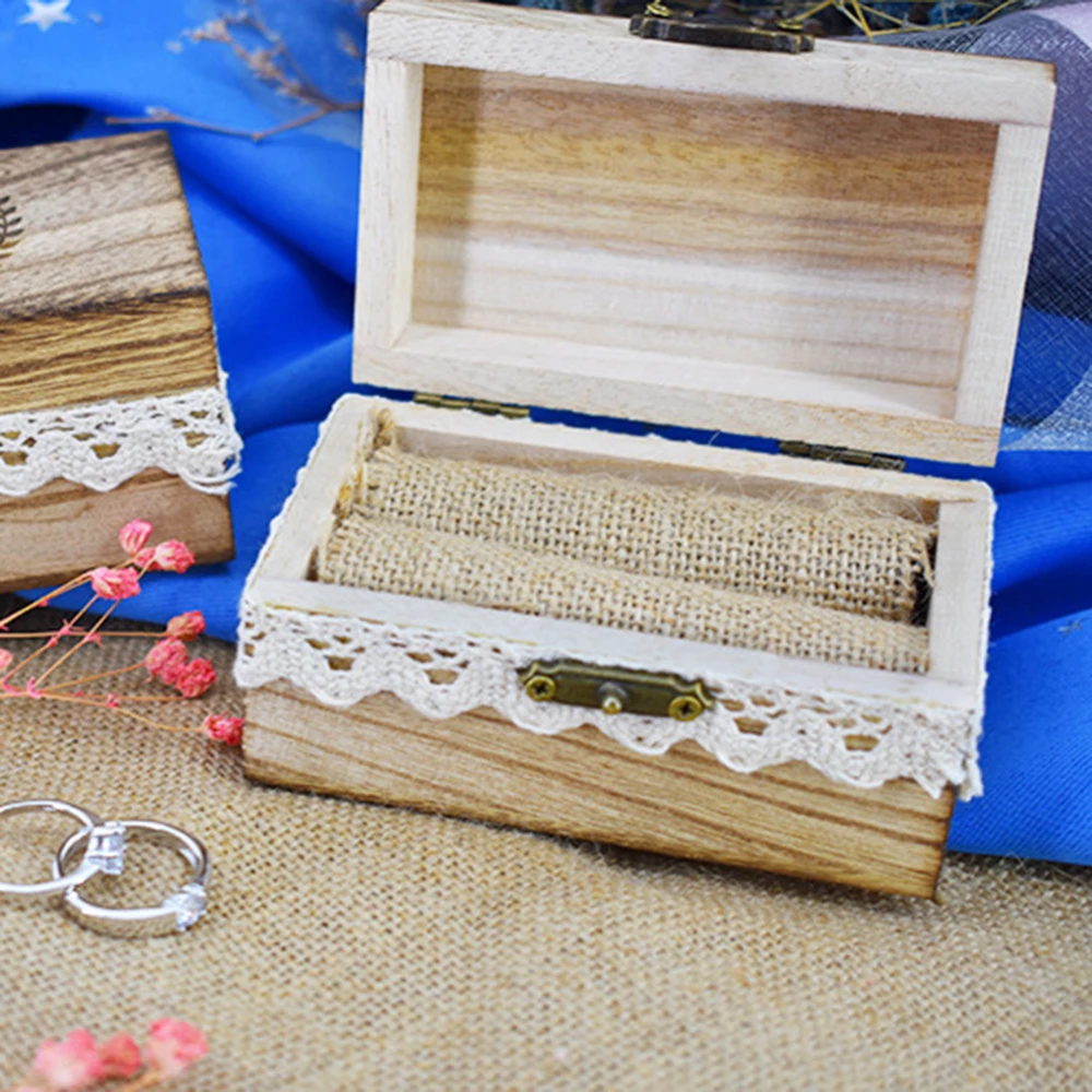 

Original Wooden Ring Box Rustic Engagement Wedding Rings Bearer Boxes Holder For Jewelry Makeup Organization Storage Holder Case