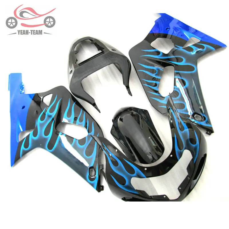 Бесплатные пользовательские обтекателя kit для Suzuki SRAD GSXR600 01 02 03 GSXR750 2001 2002 2003 GSX R600 синий Обтекатели с пламенем кузов