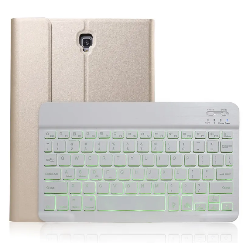 gold-white Чехол-клавиатура с подсветкой для samsung Galaxy Tab S4 10,5 SM-T830 SM-T835 T830 T835 тонкий кожаный чехол для планшета bluetooth-клавиатура - Цвет: gold-white