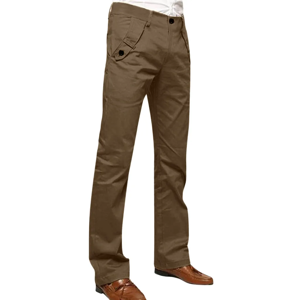 Leather Pants Men Autumn Casual Fashion Men Skinny Slim Solid pocketed Straight Zipper Pocket Long Trousers plus size ropa